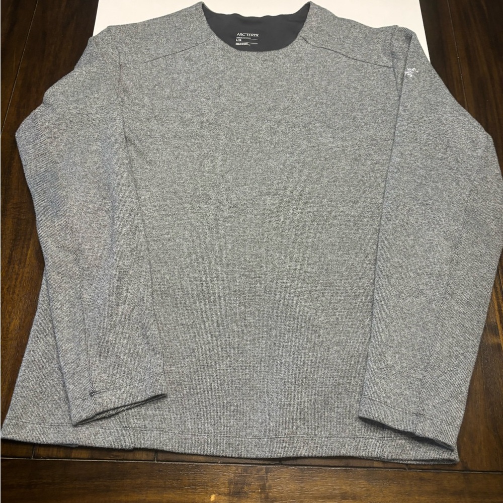 ARCTERYX  SWEATER CASUAL PREPPY LARGE MEN GRAY VARIEGATED PULLOVER LONG SLEEVES